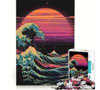 Rompecabezas para Adultos de 1000 Piezas, Ola de Kanagawa, Japón, Juguetes antiestrés, Un Reto difícil, Un Gran Regalo para los Amantes de los Videojuegos 38x26cm