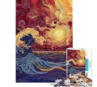 Rompecabezas para Adultos de 1000 Piezas Olas al Atardecer Póster artístico para Adolescentes Rompecabezas Familiar Divertido y Original Regalos de cumpleaños únicos (tamaño 50x75cm)