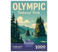 Rompecabezas para Adultos De 1000 Piezas Olympic National Park Vintage Poster Rompecabezas para Adultos Juegos De Relajación Regalo De Cumpleaños Regalos para Reducir El Estrés 38x26cm/1000pcs