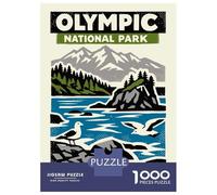 Rompecabezas para Adultos De 1000 Piezas Olympic National Park Vintage Poster Rompecabezas para Adultos Juguete Decoración De Pared Difícil Difícil para Cumpleaños, Navidad 52x38cm/1000pcs