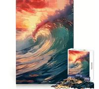Rompecabezas para Adultos de 1000 Piezas,Onda de energía Dorada,Borde Impecable,Diversión,Actividad Cerebral Inteligente,Juego Tranquilo,Arte navideño para el hogar 38x26cm