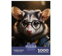 Rompecabezas para Adultos De 1000 Piezas Opossum Cool Glasses Rompecabezas para Adolescentes Juego De Ingenio Decoración del Hogar Actividades Divertidas En Casa, 38x26cm/1000pcs