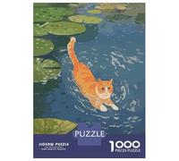 Rompecabezas para Adultos De 1000 Piezas Orange Cat Swimming Rompecabezas para Adultos Juegos Relajantes Decoración Perfecta Regalos para Reducir El Estrés 70x50cm/1000pcs