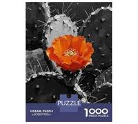 Rompecabezas Para Adultos De 1000 Piezas Orange Flower on Black And White Cactus Rompecabezas Para Adultos Juegos Relajantes Pero Divertidos Y Humorísticos Interacción Entre Padres E Hijos 52x38cm/100
