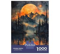 Rompecabezas para Adultos De 1000 Piezas Orange Moon Over Mountains Rompecabezas Juego De Ingenio Aliviador del Estrés Difícil Y Desafiante 70x50cm/1000pcs