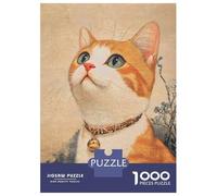 Rompecabezas para Adultos De 1000 Piezas Orange Tabby Cat with Bell Collar Rompecabezas para Adultos Juegos Relajantes Pero Divertidos Y Humorísticos para Cumpleaños, Navidad 70x50cm/1000pcs