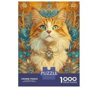 Rompecabezas para Adultos De 1000 Piezas Orange Tabby Cat with Floral Background Rompecabezas para Adultos Juego Práctico Montaje De Patrones Cumpleaños Y Navidad 70x50cm/1000pcs