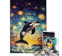 Rompecabezas para Adultos de 1000 Piezas Orca bajo un Cielo Estrellado Ideal para Adolescentes para Pasar el Tiempo en casa como Regalo de cumpleaños o Navidad 38x26cm