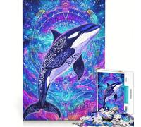 Rompecabezas para Adultos de 1000 Piezas Orca psicodélica Juego práctico difícil y desafiante Toda la Familia 38x52cm