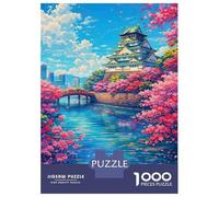 Rompecabezas para Adultos De 1000 Piezas Osaka Castle with Cherry Blossoms Rompecabezas Juguetes Antiestrés, Divertidos Y Humorísticos Regalos para Reducir El Estrés 52x38cm/1000pcs