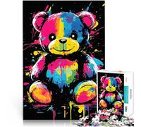 Rompecabezas para Adultos de 1000 Piezas Osito de Peluche arcoíris Competición de Velocidad de Manos Regalo de cumpleaños 52x38cm