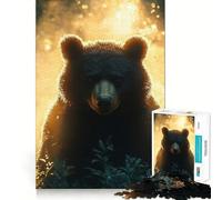 Rompecabezas para Adultos de 1000 Piezas Oso a la luz del Sol,diseño Premium,Arte de Borde,Rompecabezas de lógica,Juego para el Tiempo Libre,diversión,decoración navideña (50x75cm)