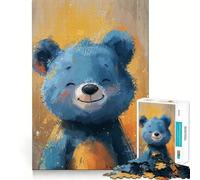 Rompecabezas para Adultos de 1000 Piezas Oso Azul Alegre,diseño Limpio,lógica,Juguete Divertido,Juego Relajante, Tranquilo (38x26cm)