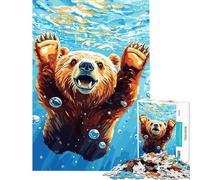 Rompecabezas para Adultos de 1000 Piezas Oso bajo el Agua con Burbujas difícil y desafiante Juguete difícil Decoración de Pared para Mayores de 14 años (50x75cm)