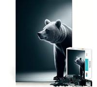 Rompecabezas para Adultos de 1000 Piezas,Oso,Blanco y Negro,Encaje, Arte,Juego Mental,Regalo,Juego Lento,Regalo de Arte navideño (38x26cm)