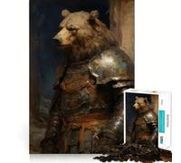 Rompecabezas para Adultos de 1000 Piezas Oso Caballero,Corte preciso,Divertido Juego Mental,Regalo,Tiempo de relajación,decoración navideña para Pared (50x75cm)
