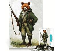 Rompecabezas para Adultos de 1000 Piezas,Oso Cazador,diseño Original,Bordes, Juego Inteligente,Regalo,Juego de Ocio navideño,Arte (50x75cm)