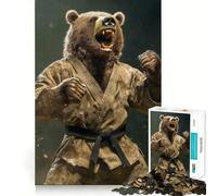 Rompecabezas para Adultos de 1000 Piezas Oso con Kimono de Karate,decoración,Juego Divertido para Pensar,Tiempo de Juego Acogedor,Regalo de cumpleaños para Aficionados (38x52cm)