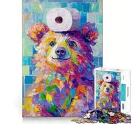 Rompecabezas para Adultos de 1000 Piezas Oso con Papel higiénico,Corte preciso,Divertido Juego Mental,Regalo,Momento de relajación,decoración navideña para la Pared (38x52cm)