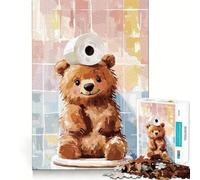 Rompecabezas para Adultos de 1000 Piezas Oso con Papel higiénico en la Cabeza,Limpio,fácil de Usar,decoración,Juego Divertido para Pensar,Momento Acogedor,Regalo de cumpleaños,pasatiempo (50x75cm)