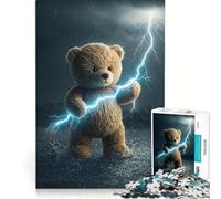 Rompecabezas para Adultos de 1000 Piezas Oso de Peluche con Poderes de Rayo Juego de ingenio antiestrés Lista de Deseos con Papá Noel 38x26cm