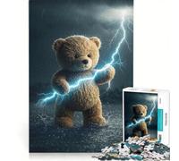 Rompecabezas para Adultos de 1000 Piezas Oso de Peluche con Poderes relámpago Juguetes para armar Entrena tu Cerebro y Tus Manos con póster y Hoja de Preguntas a Juego 50x75cm
