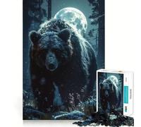 Rompecabezas para Adultos de 1000 Piezas Oso en el Bosque nórdico,Corte Premium,Divertido,Juguete para ejercitar la Mente,Juego Relajante,decoración de cumpleaños,Regalo (38x26cm)