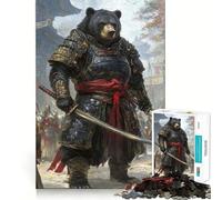Rompecabezas para Adultos de 1000 Piezas Oso Guerrero samurái,Corte preciso,Divertido Juego Mental,Regalo,Tiempo de relajación,decoración navideña para la Pared (38x52cm)