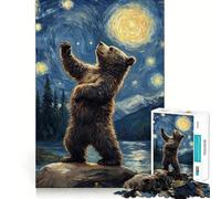 Rompecabezas para Adultos de 1000 Piezas Oso Mirando Las Estrellas Juego Divertido y Funcional para Decorar y entretenerse Regalo Ideal para cumpleaños y para Aficionados (50x75cm)