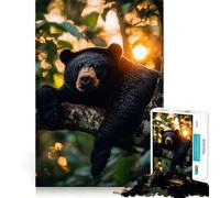Rompecabezas para Adultos de 1000 Piezas Oso Negro relajándose en un árbol Borde Juego Inteligente Regalo Ideal para Jugar sin Hacer Nada Juego de Ocio navideño Arte (50x75cm)