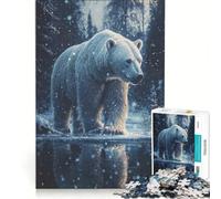 Rompecabezas para Adultos de 1000 Piezas Oso Polar en un país de Las Maravillas Invernal Juego Educativo dificultad Alta cumpleaños y Navidad 38x52cm