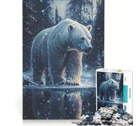 Rompecabezas para Adultos de 1000 Piezas Oso Polar en un país de Las Maravillas Invernal Juego Familiar Ideal para Reducir el estrés y con un desafío único 38x26cm