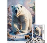 Rompecabezas para Adultos de 1000 Piezas: Oso Polar Rey Helado Juguetes antiestrés Grandes Regalos y Juguetes Juego de ingenio con póster a Juego y Hoja de Trivia tamaño 50x75cm