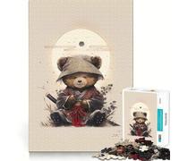 Rompecabezas para Adultos de 1000 Piezas Oso Samurai Arte de Borde Premium Rompecabezas de lógica Juego de Ocio Juego Divertido Decoración navideña Arte (50x75cm)