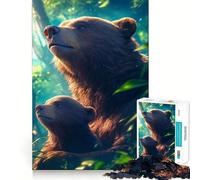 Rompecabezas para Adultos de 1000 Piezas Oso Sereno en el Bosque,luz,Bordes, Juego Inteligente,Regalo,Juego de Ocio navideño,Arte (50x75cm)