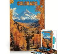 Rompecabezas para Adultos de 1000 Piezas Otoño en Colorado Póster de Viaje de montaña Vintage Arte de Corte Suave Juguete de Entrenamiento Cerebral Diversión para el Tiempo Libre Juego Regalo