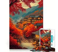 Rompecabezas para Adultos de 1000 Piezas Otoño en Japón Arte de Corte preciso Juego para ejercitar la Mente y Relajarse (50x75cm)