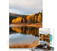 Rompecabezas para Adultos de 1000 Piezas Otoño en un Lago en el Bosque,Reflejo de la Naturaleza,Corte Premium,Juego Divertido,Tiempo Libre, (50x75cm)
