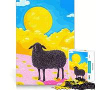 Rompecabezas para Adultos de 1000 Piezas Oveja Negra en un Campo Soleado Diseño de Corte preciso Diversión,Actividad Mental Inteligente,Tiempo de Ocio,Regalo de cumpleaños o para Aficionados 50x75cm