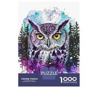 Rompecabezas para Adultos De 1000 Piezas Owl Double Exposure Paint Rompecabezas para Adultos Juguetes Antiestrés Decoración del Hogar Juego Desafiante Regalos 52x38cm/1000pcs
