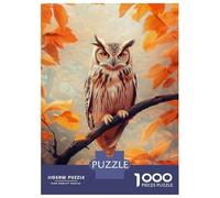 Rompecabezas para Adultos De 1000 Piezas Owl Perched on Branch in Autumn Rompecabezas para Adultos Juego Familiar Divertido Y Humorístico Cumpleaños Y Navidad 38x26cm/1000pcs