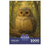 Rompecabezas para Adultos De 1000 Piezas Owl Perched on Branch Painting Rompecabezas para Adolescentes Juegos Relajantes Pero Divertidos Y Humorísticos Desafiantes De Completar 52x38cm/1000pcs
