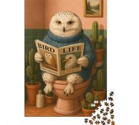 Rompecabezas para Adultos De 1000 Piezas Owl Reading Magazine on Toilet Rompecabezas para Adultos Juego Práctico Análisis Y Lógica Cumpleaños Y Navidad 70x50cm/1000pcs