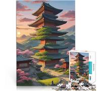 Rompecabezas para Adultos de 1000 Piezas Pagoda de Estilo Chino Juego desafiante y Juego Familiar Regalo de cumpleaños, Regalos 52x38cm