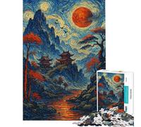 Rompecabezas para Adultos de 1000 Piezas Pagoda de la Noche Estrellada Rompecabezas para Adolescentes Ideal para Pasar el Tiempo en casa Un Juego de desafío único 38x26cm