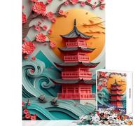 Rompecabezas para Adultos de 1000 Piezas Pagoda de los Cerezos en Flor Juguetes antiestrés Regalos para Mujeres y Hombres Juego Educativo desafiante para completar tamaño 50x75cm