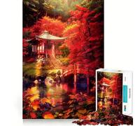 Rompecabezas para Adultos de 1000 Piezas Pagoda de otoño,Bordes impecables,Juguete Divertido para ejercitar la Mente,Escena navideña acogedora y entretenida (38x52cm)