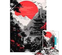 Rompecabezas para Adultos de 1000 Piezas Pagoda Japonesa al Atardecer Difícil y desafiante Regalo Ideal para Mujeres Juguete Decorativo para Pared para Mayores de 14 años Juego 38x52cm