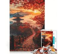 Rompecabezas para Adultos de 1000 Piezas: Pagoda Japonesa al Atardecer, Juguetes antiestrés, desafío exigente, Gran Regalo para los Amantes de los Videojuegos 50x75cm