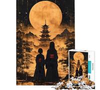 Rompecabezas para Adultos de 1000 Piezas Pagoda Japonesa Nocturna a la luz de la Luna Rompecabezas para Adultos Juegos Familiares Regalos para Mujeres desafiante para completar (tamaño 50x75cm)